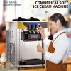 Commercial Ice Cream Maker, 22-30L/H Yield, 2200W Countertop Soft Serve Machine with 2x6L Hopper 2L Cylinder LCD Panel Puffing Shortage Alarm