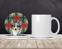 Blue Merle Cardigan Welsh Corgi Christmas PoinsettIas Large Sandstone Coasters Pack of 4 Absorbent Round Coasters Decor Gifts for Men or Women, 4 in
