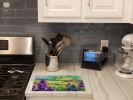 NEW New Jersey Violet in Watercolor Glass Cutting Board Decorative Tempered Glass Kitchen Cutting and Serving Board Large Size Chopping Board