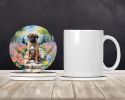 Bullmastiff Spring Path Large Sandstone Coasters Pack of 4 Absorbent Round Coasters Decor Gifts for Men or Women, 4 in, Multicolor