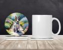 Bull Terrier Spring Path Large Sandstone Coasters Pack of 4 Absorbent Round Coasters Decor Gifts for Men or Women, 4 in, Multicolor