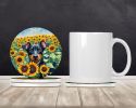 Manchester Terrier in Sunflowers Large Sandstone Coasters Pack of 4 Absorbent Round Coasters Decor Gifts for Men or Women, 4 in, Multicolor