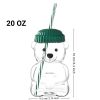 1 PCS 20 OZ Yellow Little Bear Glass Straw Cup High Borosilicate Heat-resistant Glass Cup For Juice, Milk and Cold drinks