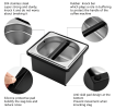 PSFC35 SUS coffee powder bucket, square coffee powder box, household coffee powder dump box, 19*17*11.2 cm coffee powder box