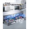 Chef Base Refrigerator, 72" W Commercial Chef Bases Worktop Refrigerators, 4-Drawer Under Counter Fridge with 12 Pans Stainless Steel