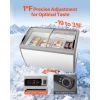 Commercial Ice Cream Display Case, 12.8 Cu.ft Chest Freezer, -19 to 3 F Temp Adjustable Mobile Top Deep Freezer with 4 Wire Baskets