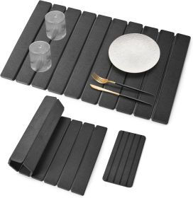 Foldable Stone Bath Mat, Non Slip Large Diatomaceous Shower Mat, Super Absorbent Quick Drying Stone Mat for Bathroom Kitchen Floor Counter Sink (Color: Dark Grey)