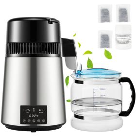 1.1Gal Water Distiller, 0.3Gal/H, 750W Distilled Water Maker Machine 0-99H Timing Dual Temp Display (Default: Default)