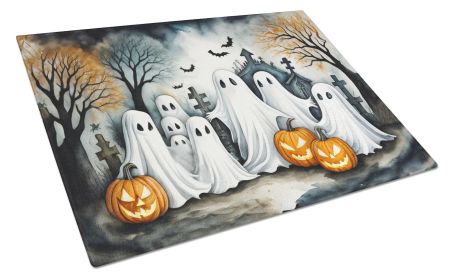 NEW Ghosts Spooky Halloween Glass Cutting Board Decorative Tempered Glass Kitchen Cutting and Serving Board Large Size Chopping Board (Default: Default)