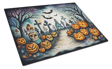 NEW Day of the Dead Spooky Halloween Glass Cutting Board Decorative Tempered Glass Kitchen Cutting and Serving Board Large Size Chopping Board (Default: Default)
