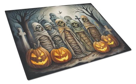 NEW Mummies Spooky Halloween Glass Cutting Board Decorative Tempered Glass Kitchen Cutting and Serving Board Large Size Chopping Board (Default: Default)