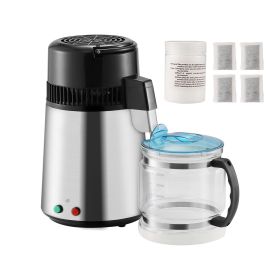 Water Distiller, 4L 1.05 Gallon Pure Water Purifier Filter For Home Countertop, 750W Distilled Water Maker (Color: Stainless steel)