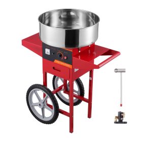 Electric Cotton Candy Machine with Cart, 1000W Commercial Candy Floss Maker with Stainless Steel Bowl, Sugar Scoop and Drawer, Perfect for Home (Bubble Cover: NO, Cart: YES)