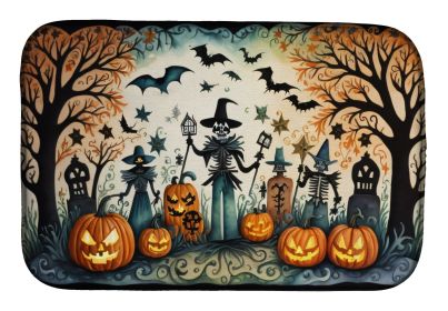 Papel Picado Skeletons Spooky Halloween Dish Drying Mat Absorbent Dish Drying Mat Pad for Kitchen Counter Dish Drainer Mat for Countertop, 14 x 2 (Default: Default)