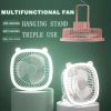 1pc Multifunctional USB Night Light Folding Electric Fan; Convenient Hanging Wall Hanging Fan; Household Dormitory Mini Desktop Small Fan; Quiet