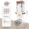 12oz Commercial Popcorn Machine with Cart, 3 Control Buttons Electric Popcorn Maker, Comes with 3 Candy Storage Boxes & 3 Plastic Spoons